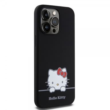 Hello Kitty iPhone 15 Pro Max Kuori Liquid Silicone Musta