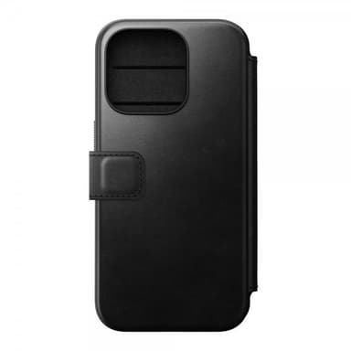 NOMAD iPhone 15 Pro Kotelo Modern Leather Folio Horween Musta