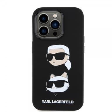 Karl Lagerfeld iPhone 15 Pro Kuori Karl & Choupette Musta