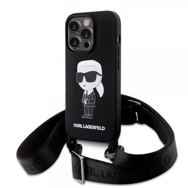 Karl Lagerfeld iPhone 15 Pro Max Kuori Ikonik Crossbody Musta