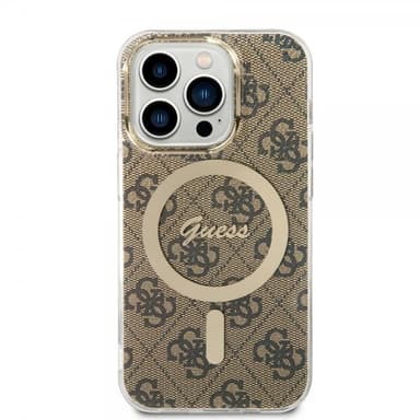 Guess iPhone 14 Pro Kuori 4G Pattern MagSafe Ruskea