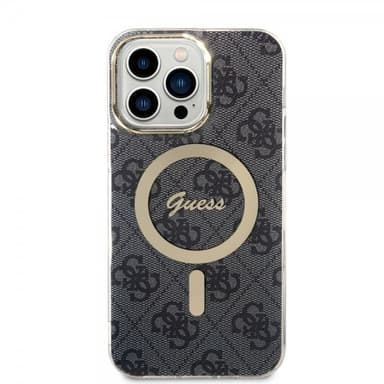 Guess iPhone 14 Pro Max Kuori 4G Pattern MagSafe Musta