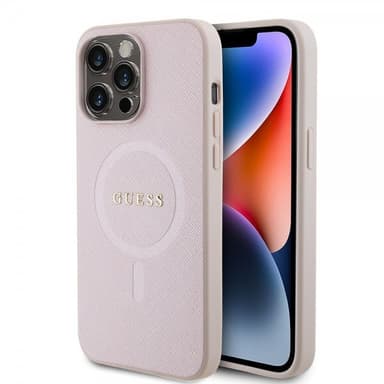 Guess iPhone 15 Pro Max Kuori Saffiano MagSafe Vaaleanpunainen
