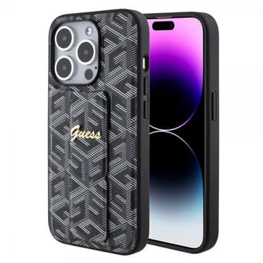 Guess iPhone 15 Pro Kuori G Cube Grip Stand Musta