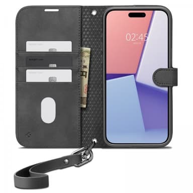 Spigen iPhone 15 Pro Kotelo Wallet S Pro Musta