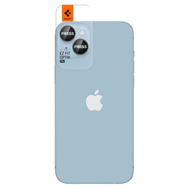 Spigen iPhone 14/15/iPhone 14/15 Plus Kameran linssinsuojus GLAS.tR EZ Fit Optik Pro 2-pakkaus Musta