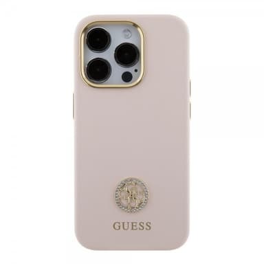 Guess iPhone 15 Pro Kuori Liquid Silicone Metal Logo Vaaleanpunainen
