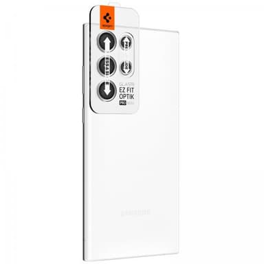 Spigen Samsung Galaxy S22 Ultra Kameran linssinsuojus GLAS.tR EZ Fit Optik Pro 2-pakkaus Phantom White