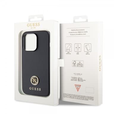 Guess iPhone 15 Pro Max Kuori Metal Logo Strass Musta