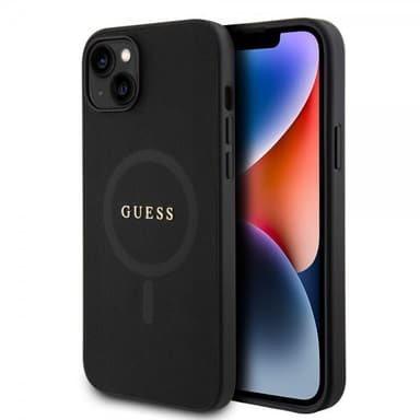Guess iPhone 15 Kuori Saffiano MagSafe Musta