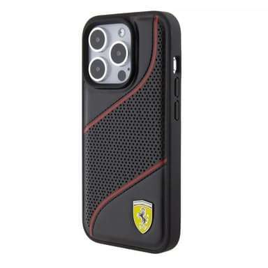 Ferrari iPhone 15 Pro Kuori Perforoitu Musta