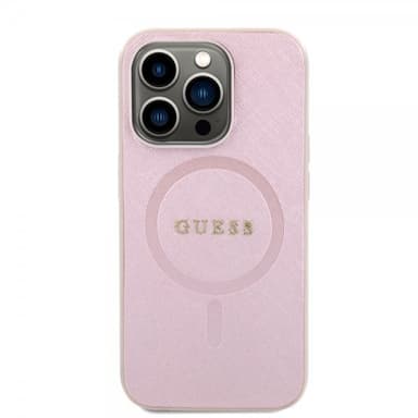 Guess iPhone 15 Pro Kuori Saffiano MagSafe Vaaleanpunainen