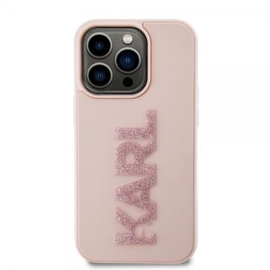 Karl Lagerfeld iPhone 15 Pro Kuori 3D Rubber Karl Vaaleanpunainen