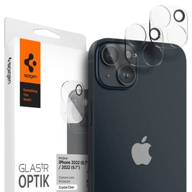 Spigen iPhone 14/iPhone 14 Plus Kameran linssinsuojus Glas.tR Optik 2-pakkaus Crystal Clear