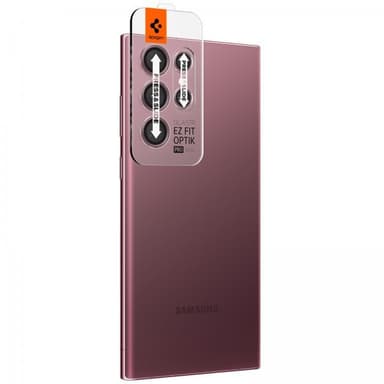Spigen Samsung Galaxy S22 Ultra Kameran linssinsuojus GLAS.tR EZ Fit Optik Pro 2-pakkaus Burgundy