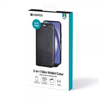Champion Samsung Galaxy A54 5G Kotelo 2-in-1 Slim Wallet Case Musta