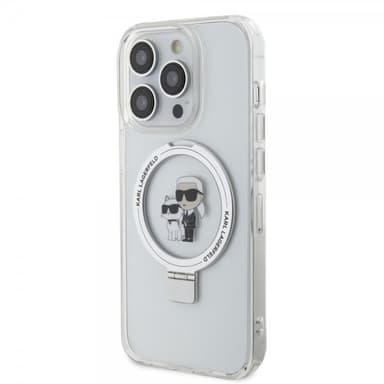 Karl Lagerfeld iPhone 15 Pro Max Kuori Ring Stand MagSafe Valkoinen