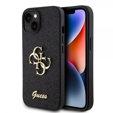 Guess iPhone 15 Kuori Fixed Glitter Musta