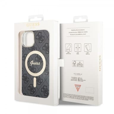 Guess iPhone 14 Kuori 4G Pattern MagSafe Musta