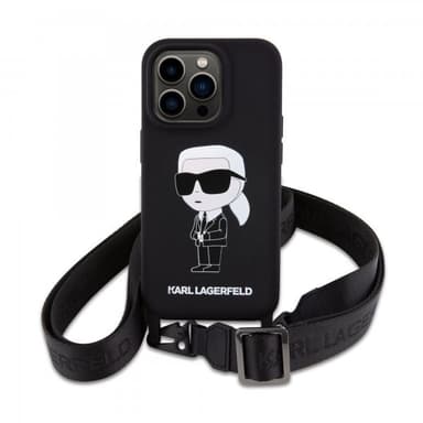 Karl Lagerfeld iPhone 15 Kuori Ikonik Crossbody Musta