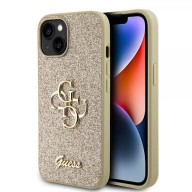 Guess iPhone 15 Kuori Fixed Glitter Kulta