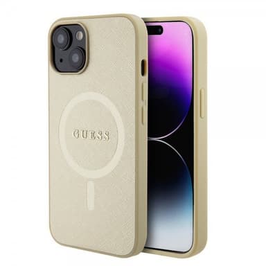 Guess iPhone 15 Kuori Saffiano MagSafe Beige