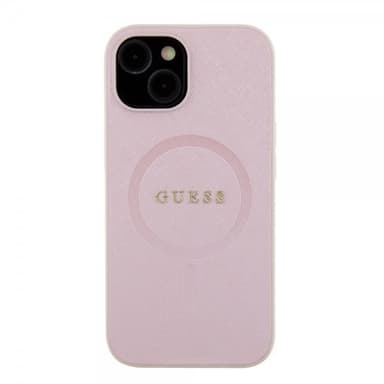 Guess iPhone 15 Kuori Saffiano MagSafe Vaaleanpunainen