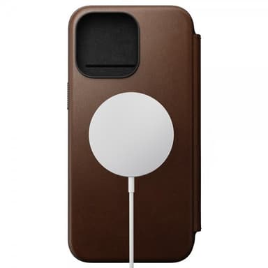 NOMAD iPhone 15 Pro Max Kotelo Modern Leather Folio Ruskea