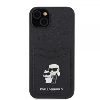 Karl Lagerfeld iPhone 15 Kuori Saffiano Double Cardslot Musta