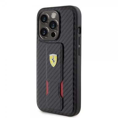 Ferrari iPhone 15 Pro Kuori Grip Stand Function Musta
