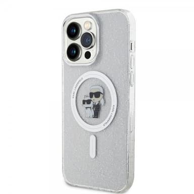 Karl Lagerfeld iPhone 15 Pro Max Kuori Karl & Choupette Glitter MagSafe Läpinäkyvä