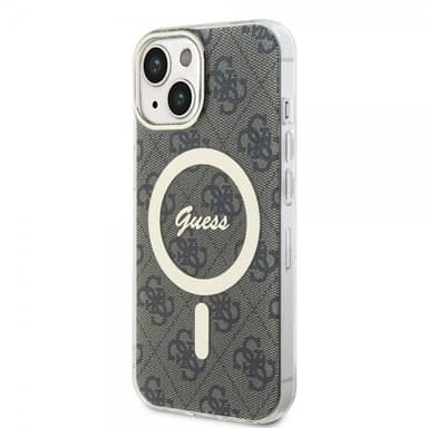 Guess iPhone 15 Kuori 4G Pattern MagSafe Ruskea