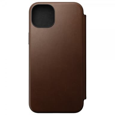 NOMAD iPhone 15 Plus Kotelo Modern Leather Folio Ruskea