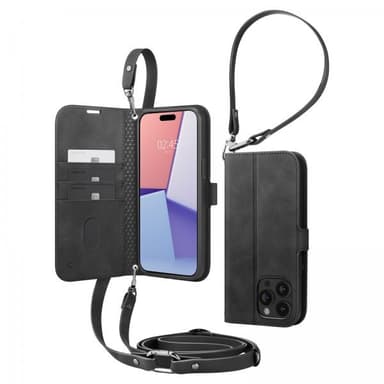 Spigen iPhone 15 Pro Max Kotelo Wallet S Pro Musta