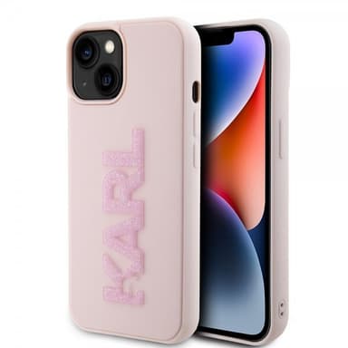 Karl Lagerfeld iPhone 15 Kuori 3D Rubber Karl Vaaleanpunainen