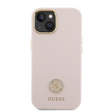 Guess iPhone 15 Kuori Liquid Silicone Metal Logo Vaaleanpunainen