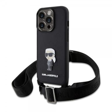 Karl Lagerfeld iPhone 15 Pro Kuori Saffiano Crossbody Musta