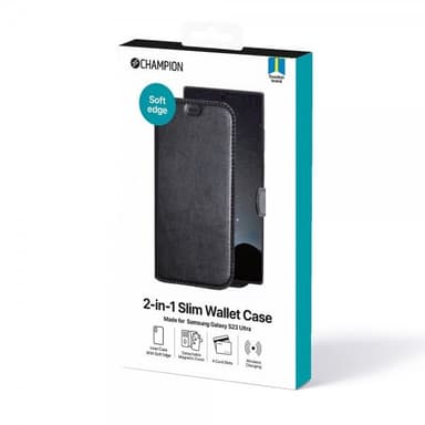 Champion Samsung Galaxy S23 Ultra Kotelo 2-in-1 Slim Wallet Case Musta
