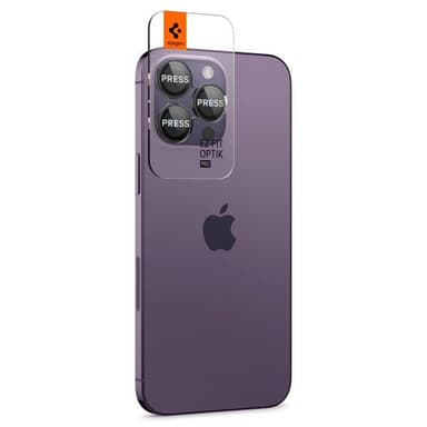 Spigen iPhone 14/15 Pro & Pro Max Kameran linssinsuojus GLAS.tR EZ Fit Optik Pro 2-pakkaus Musta
