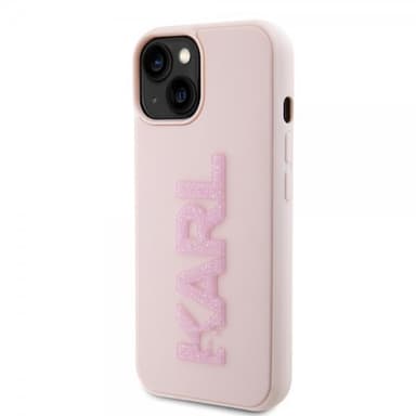 Karl Lagerfeld iPhone 15 Kuori 3D Rubber Karl Vaaleanpunainen