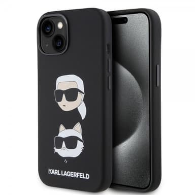 Karl Lagerfeld iPhone 15 Kuori Karl & Choupette Musta