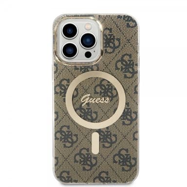 Guess iPhone 14 Pro Max Kuori 4G Pattern MagSafe Ruskea