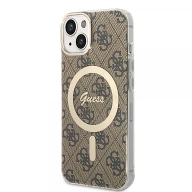 Guess iPhone 14 Kuori 4G Pattern MagSafe Ruskea