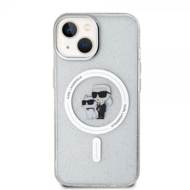 Karl Lagerfeld iPhone 15 Kuori Karl & Choupette Glitter MagSafe Läpinäkyvä