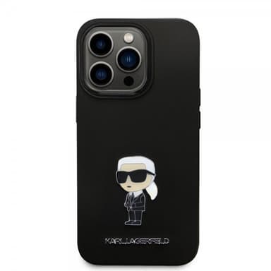 Karl Lagerfeld iPhone 15 Pro Kuori Ikonik Metal Pin Musta