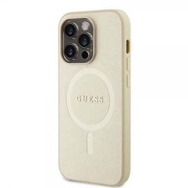 Guess iPhone 15 Pro Kuori Saffiano MagSafe Beige