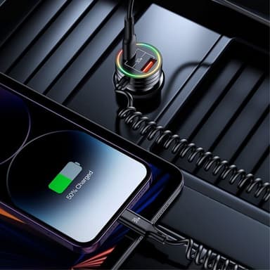USAMS Autolaturi 60W Car Charger with Spring Cable