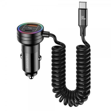 USAMS Autolaturi 60W Car Charger with Spring Cable