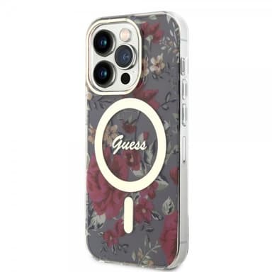 Guess iPhone 14 Pro Kuori Flower MagSafe Kaki