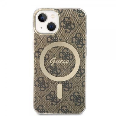 Guess iPhone 14 Kuori 4G Pattern MagSafe Ruskea